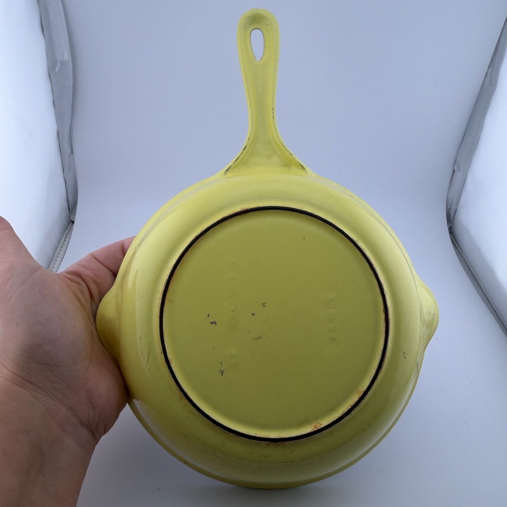 Le Creuset Vintage 8 Inch Enameled Cast Iron Skillet Yellow Made in France Pan